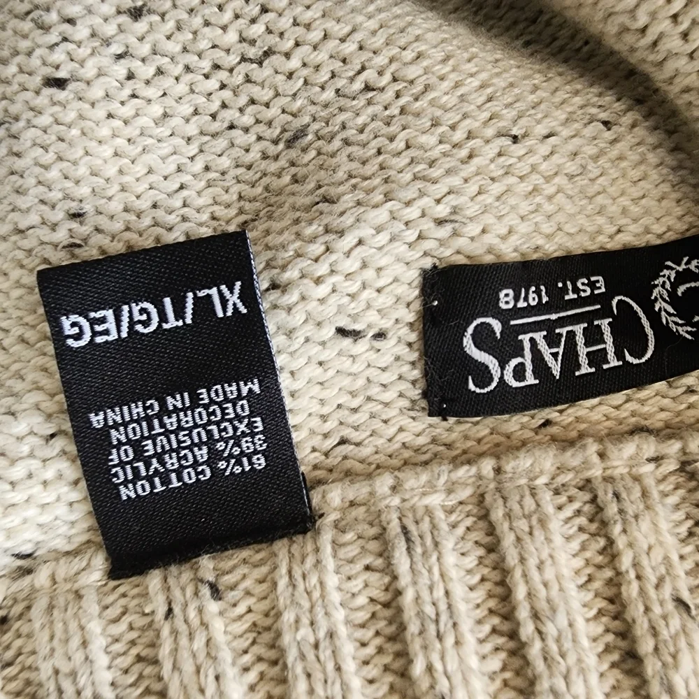 Chaps Beige Sweater with Elbow Patches